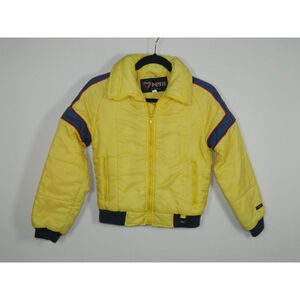 Fera‎ Jacket Size 12 Kids Yellow Ski Snow Puffer Coat Yellow Zip Up Vintage
